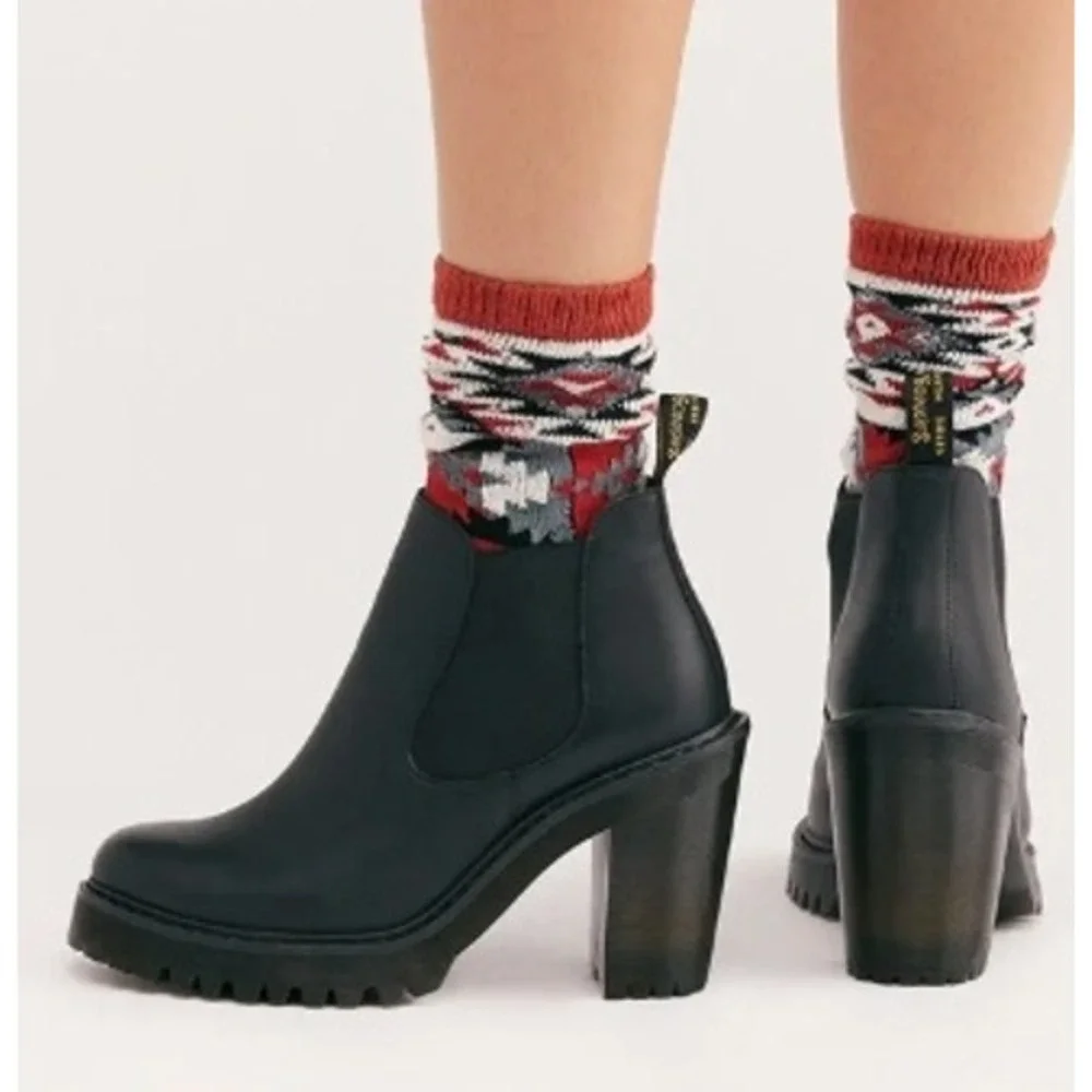 Dr. Martens Hurston Black Leather‎ Heeled Chelsea Boots Womens 8 AW004